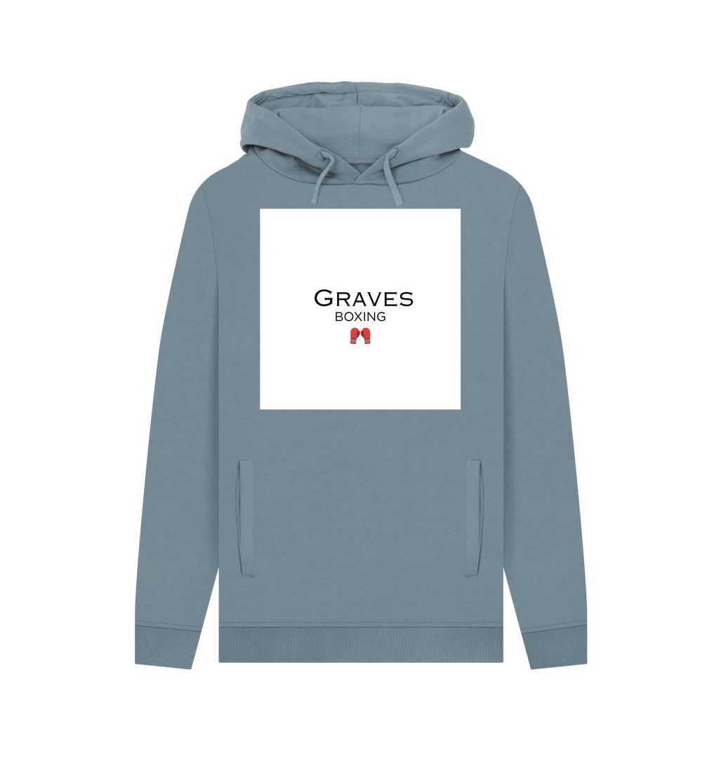 Stone Blue Printed Hoody Front