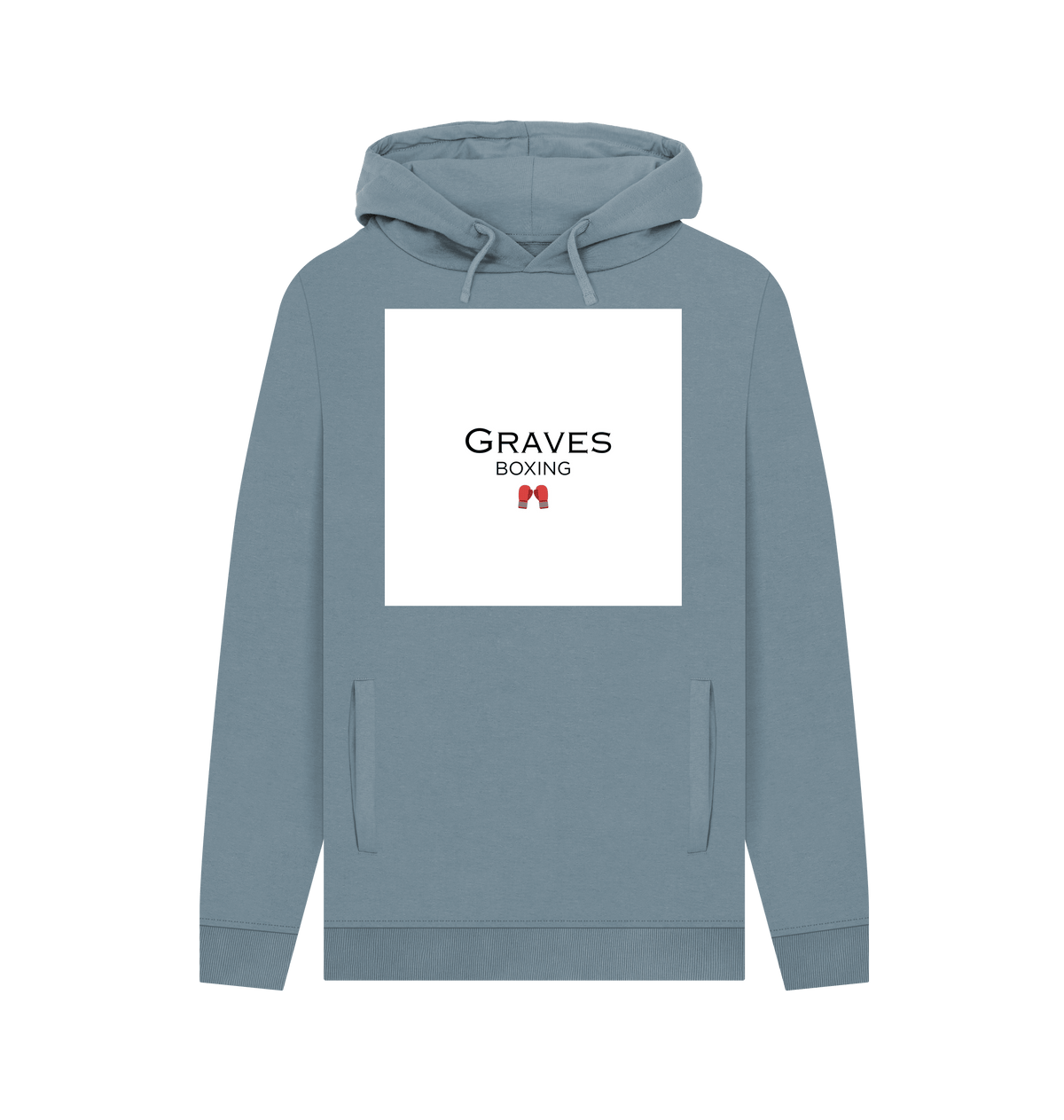 Stone Blue Printed Hoody Front
